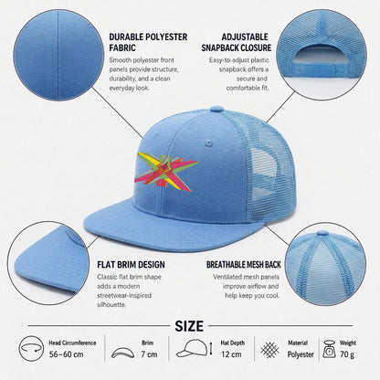 Embroidery Flat-Brim Mesh Cap