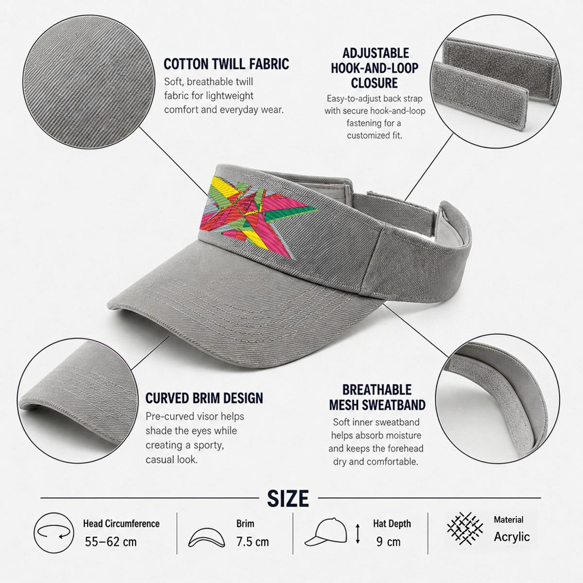 Embroidery Open-Top Visor