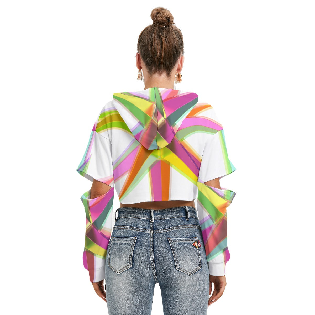 All-Over Print Women's Heavy Fleece Hoodie With Hollow Out Sleeve