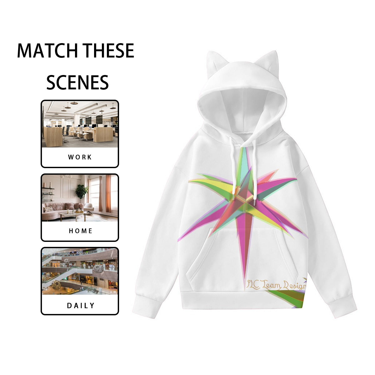 All-Over Print Women’s Hoodie With Decorative Ears