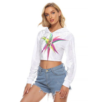 All-Over Print Women's Crop Top Hoodie|Velvet