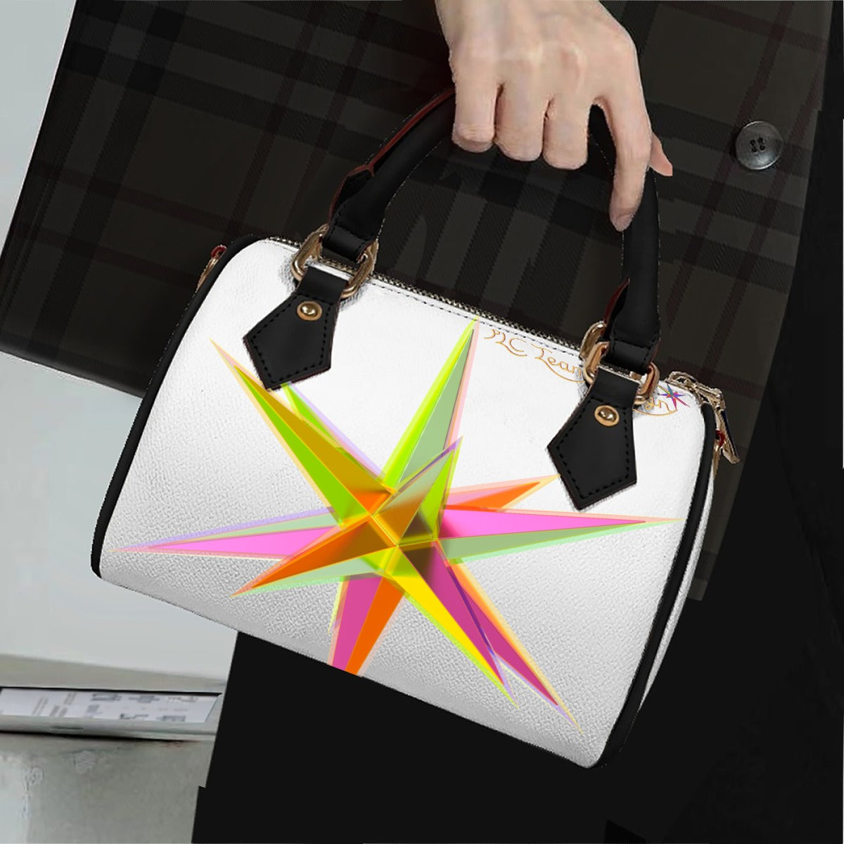 Classic Barrel-Shaped PU Leather Handbag