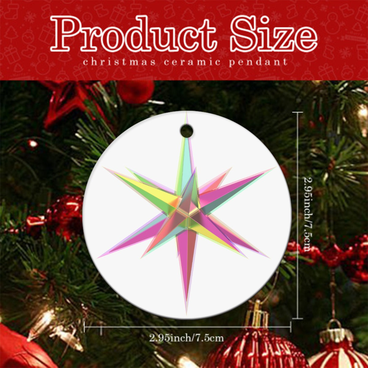 Christmas Round Ornaments Printed in USA|Single-Sided Printing （1pcs）