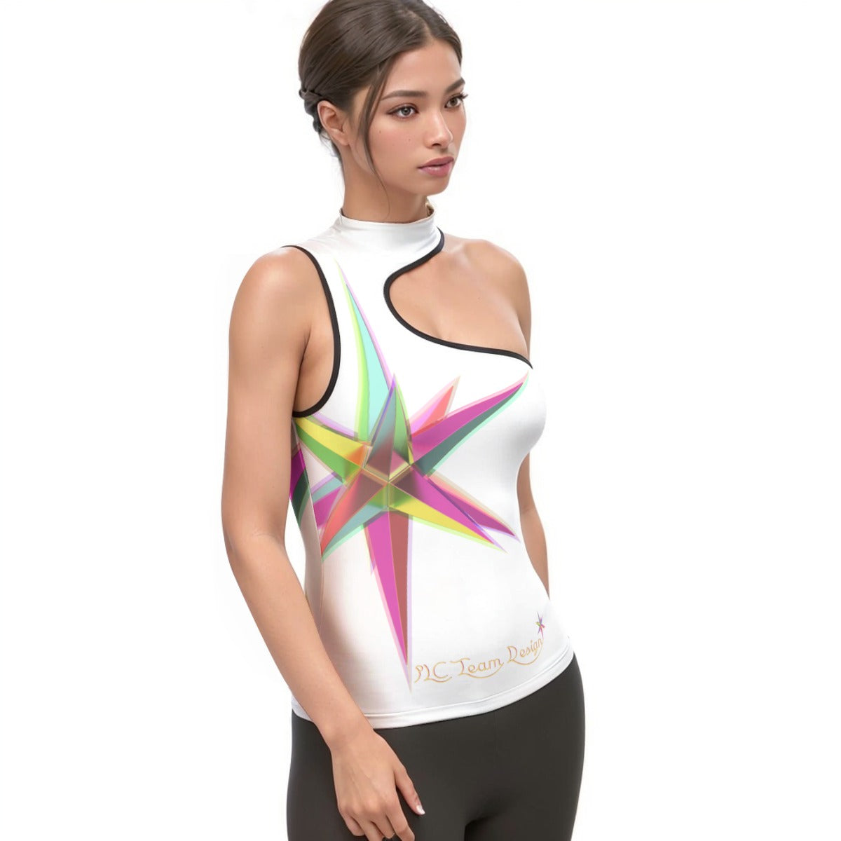 All-Over Print Women's Halter Sleeveless Asymmetrical Tank Top
