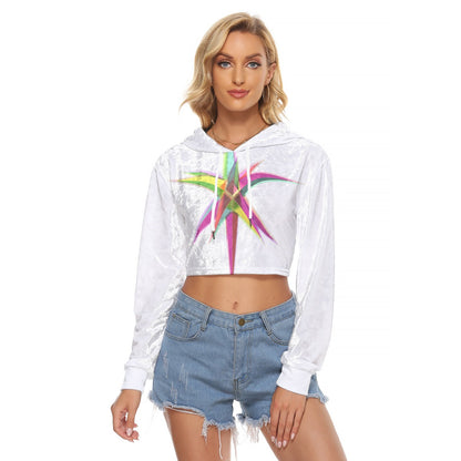 All-Over Print Women's Crop Top Hoodie|Velvet