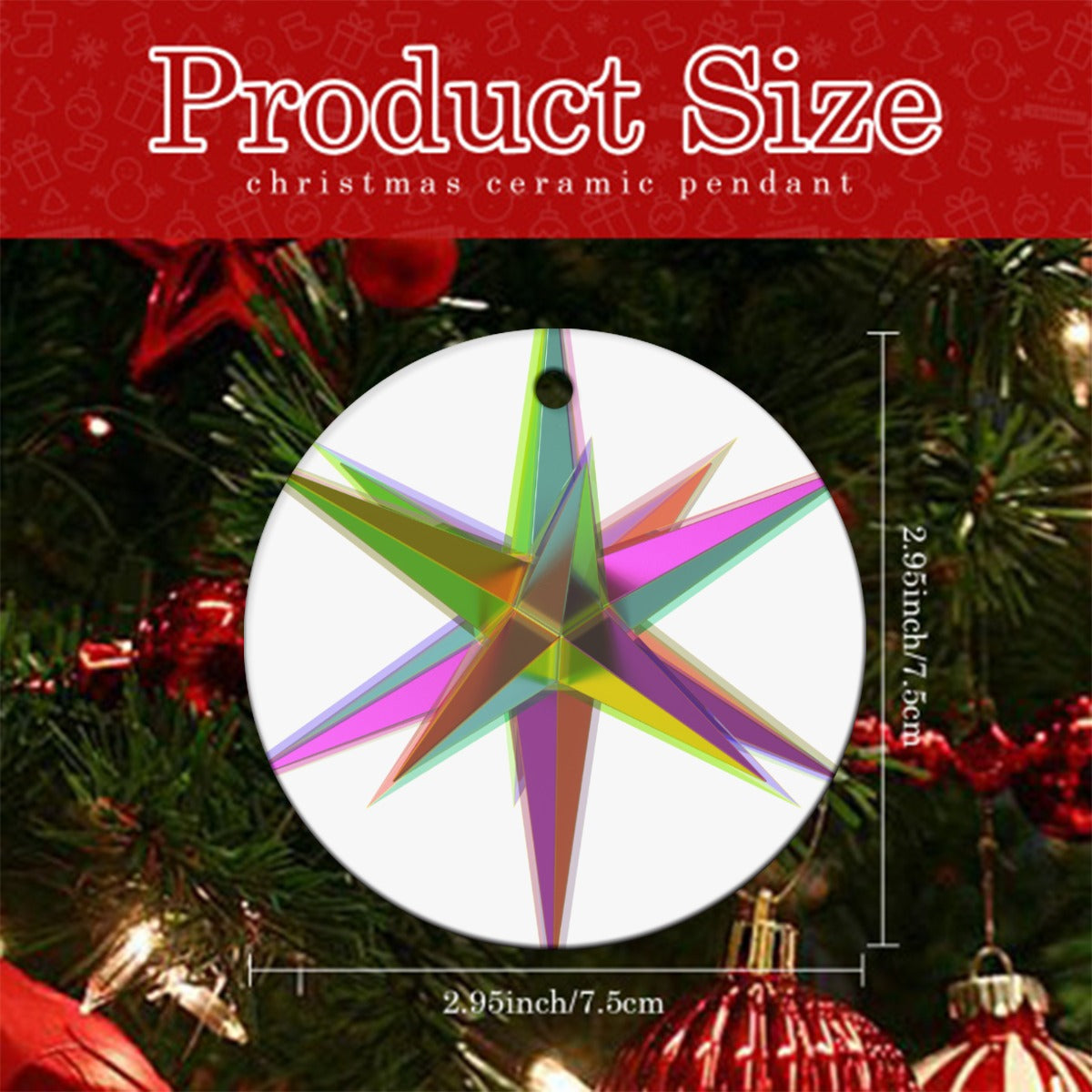 Christmas Round Ornaments Printed in USA|Single-Sided Printing （1pcs）