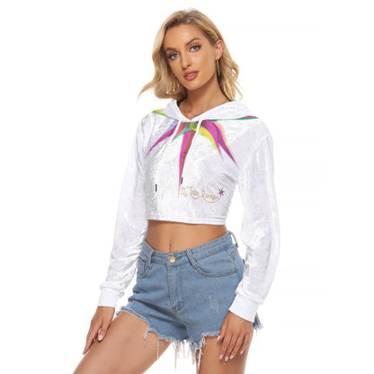 All-Over Print Women's Crop Top Hoodie|Velvet