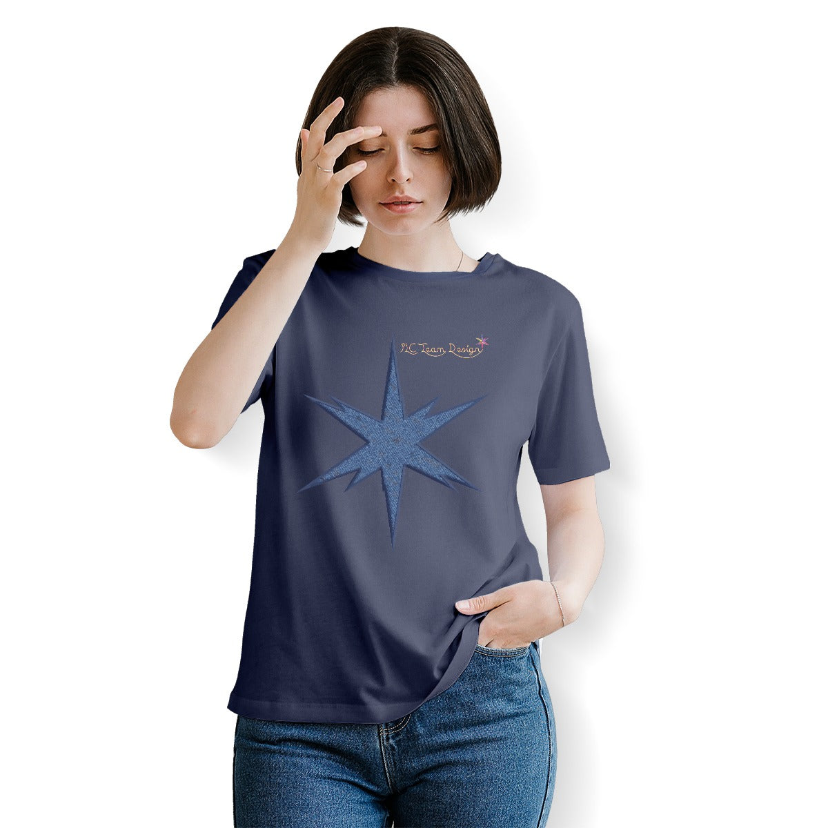 Women's Essential Crew Neck T-Shirt Printed in USA|180GSM Front DTF