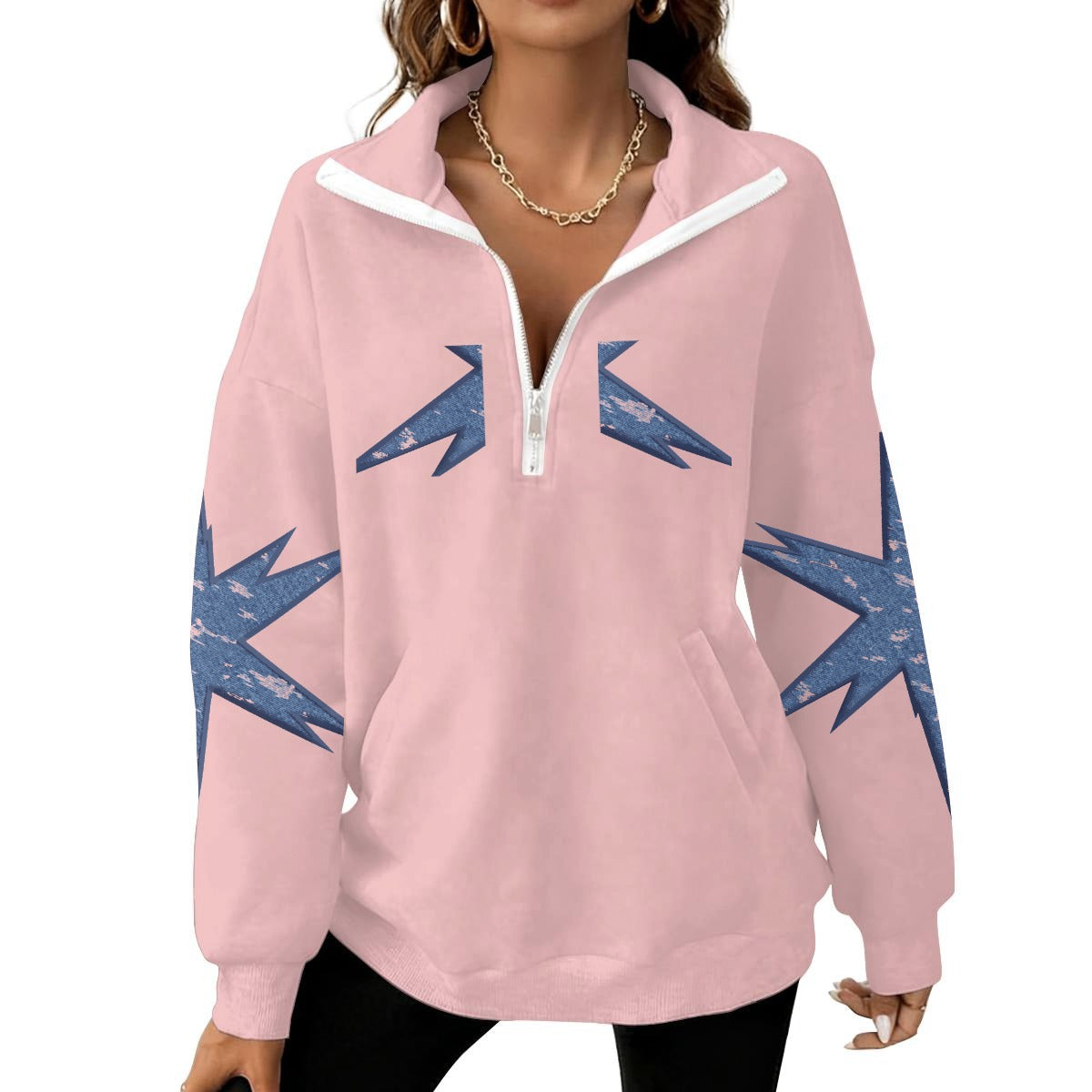 Women's Half-Zip Sweatshirt With Fleece|DTF