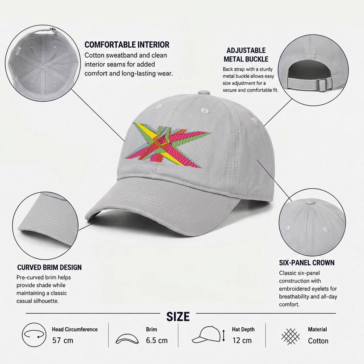 Embroidery Soft-Crown Flat Cap