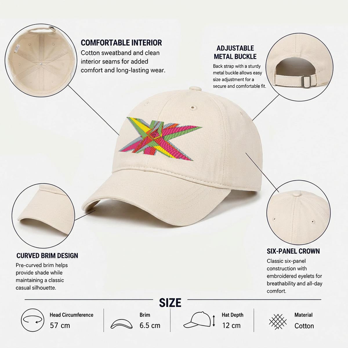 Embroidery Soft-Crown Flat Cap
