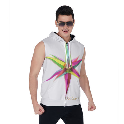 All-Over Print Men's Zipper-Up Sleeveless Hoodie