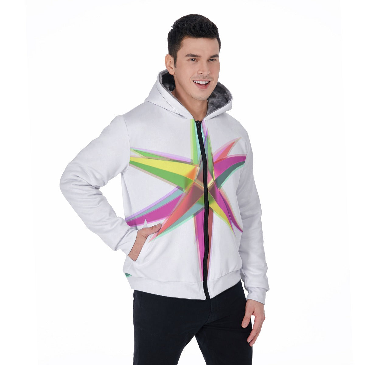 All-Over Print Men's Sherpa Fleece Zip Up Hoodie