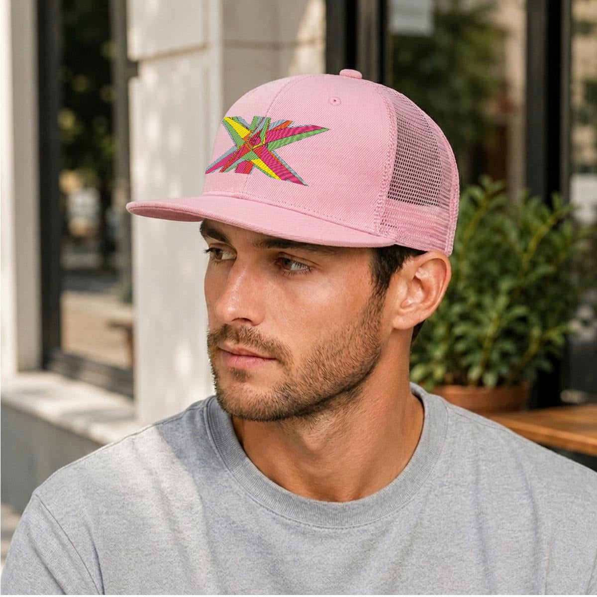 Embroidery Flat-Brim Mesh Cap