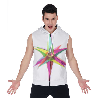 All-Over Print Men's Zipper-Up Sleeveless Hoodie