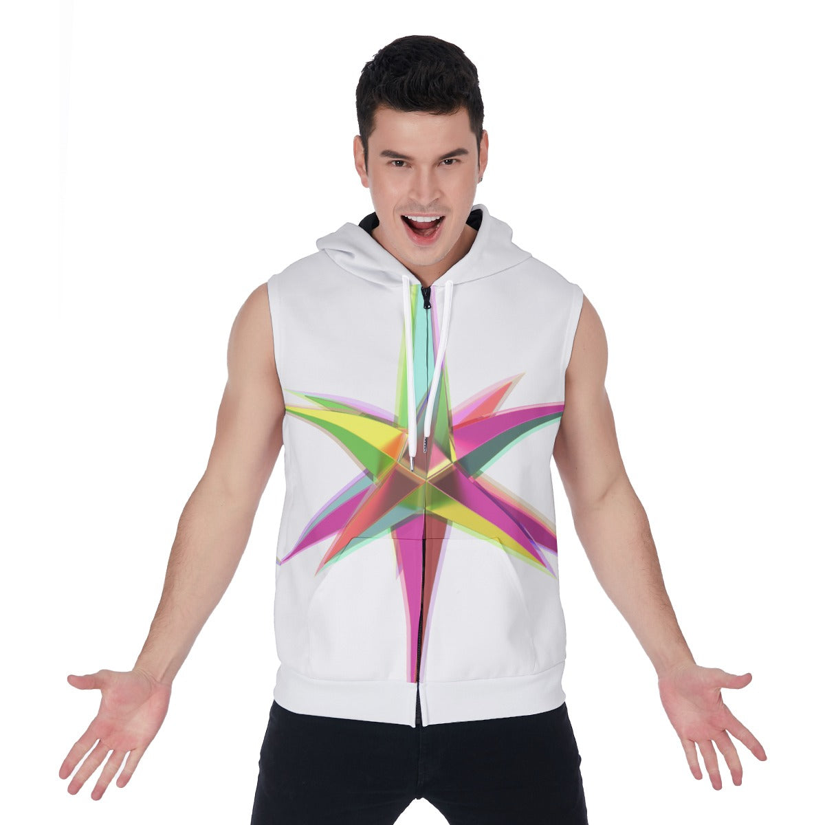 All-Over Print Men's Zipper-Up Sleeveless Hoodie