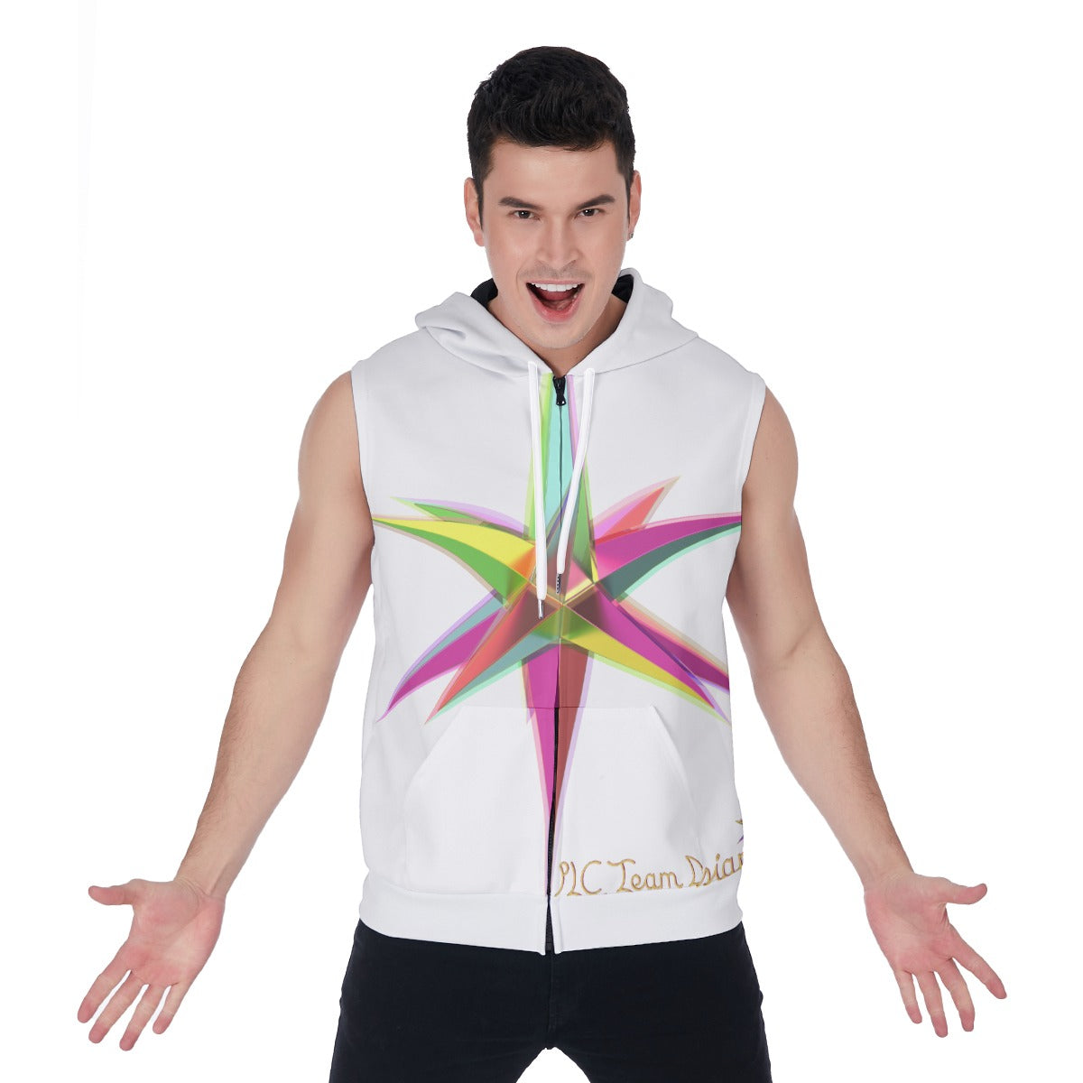 All-Over Print Men's Zipper-Up Sleeveless Hoodie