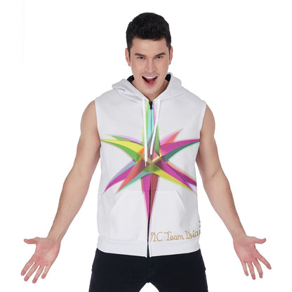 All-Over Print Men's Zipper-Up Sleeveless Hoodie