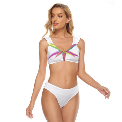 All-Over Print Women's Bikini Swimsuit With Ruffle Cuff Bra