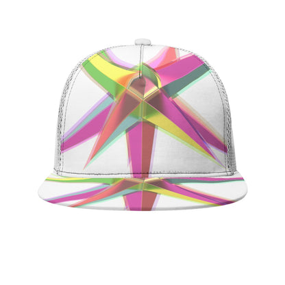 All-Over Print Black Buckle Flat-brimmed Mesh Cap With Box