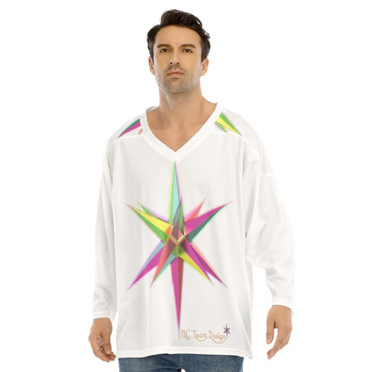 All-Over Print Men's V-neck Ice Hockey Jersey