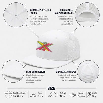 Embroidery Flat-Brim Mesh Cap
