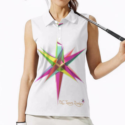 All-Over Print Women's High-Elastic Sleeveless Polo Shirt