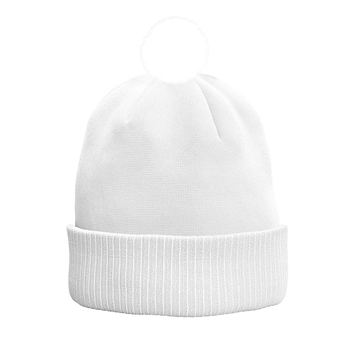 All-Over Print Knitted Hat With Pom-Pom