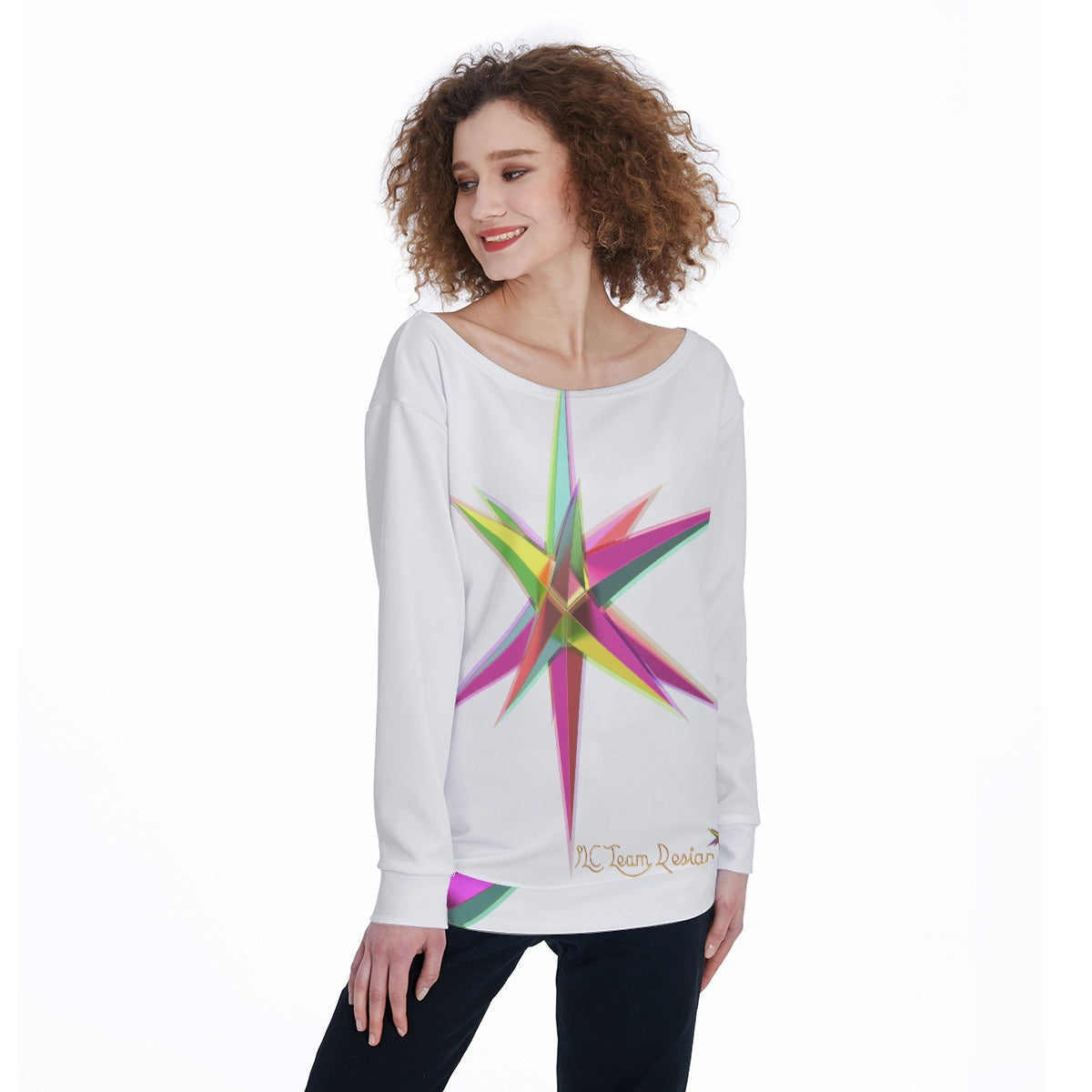 All-Over Print Women's Off-Shoulder Sweatshirt