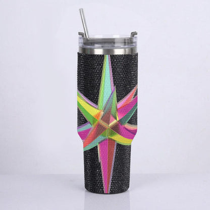 40oz Diamond Cup With Stainless Steel Straw