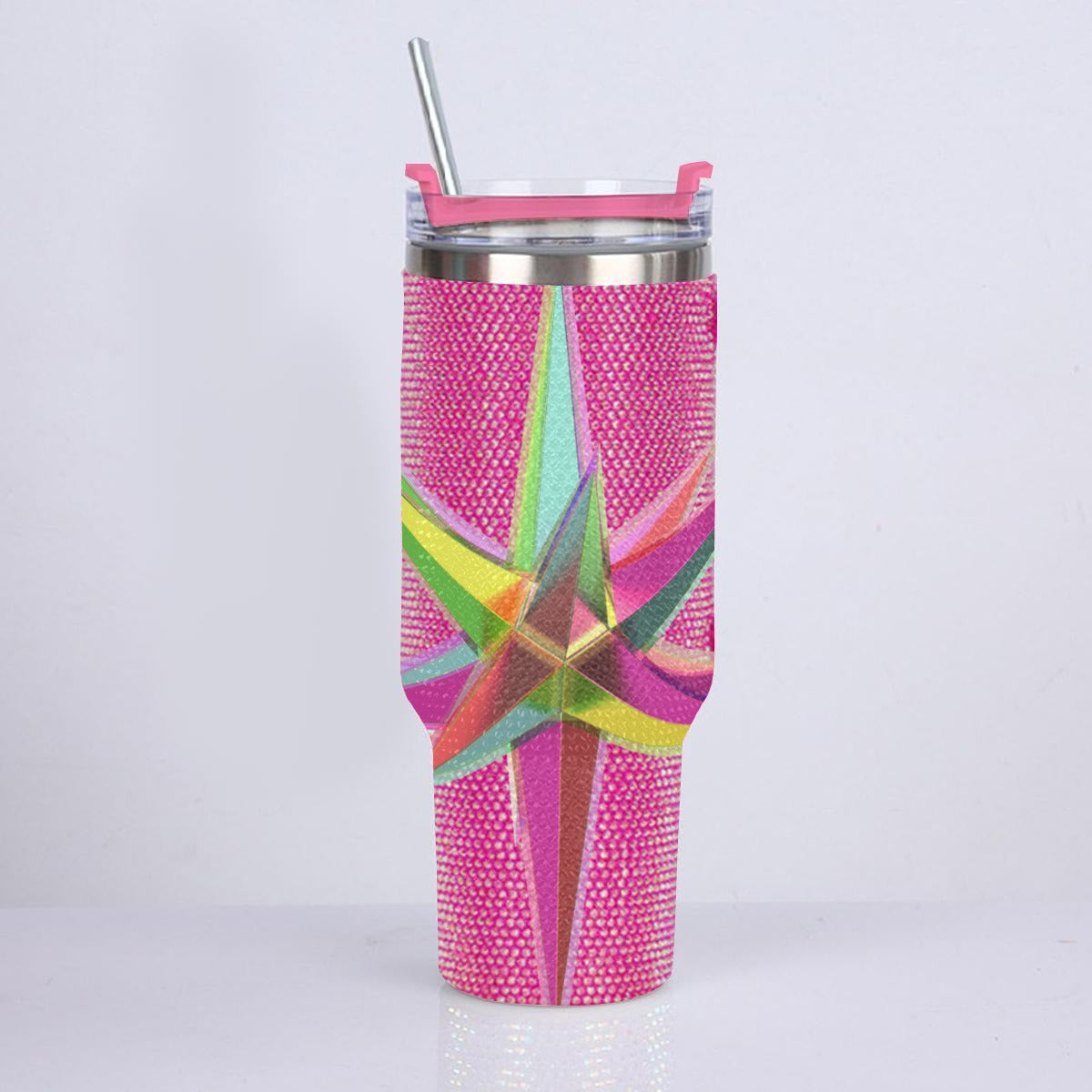 40oz Diamond Cup With Stainless Steel Straw