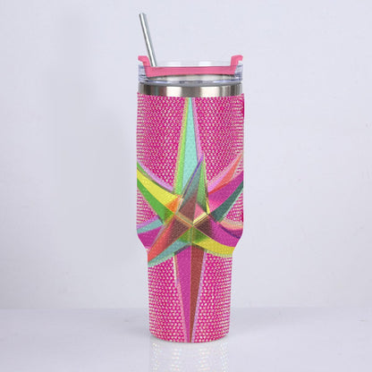 40oz Diamond Cup With Stainless Steel Straw