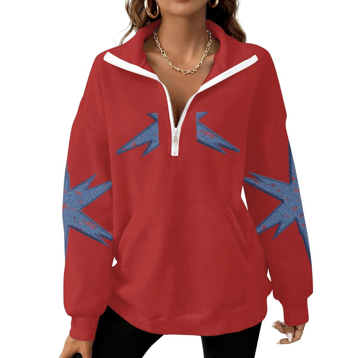 Women's Half-Zip Sweatshirt With Fleece|DTF