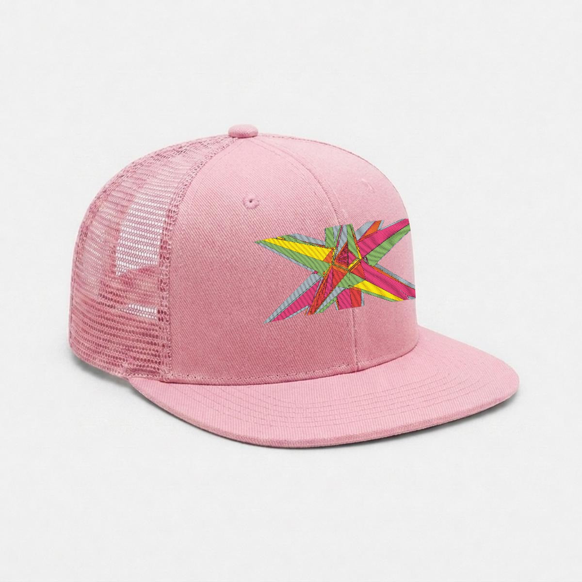 Embroidery Flat-Brim Mesh Cap