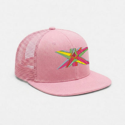 Embroidery Flat-Brim Mesh Cap