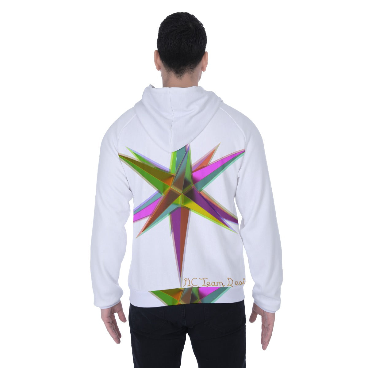 All-Over Print Men's Heavy Fleece Raglan Zip Up Hoodie With Pocket