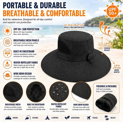 UPF 50+ Wide Brim Outdoor Sun Hat