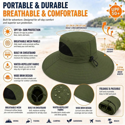UPF 50+ Wide Brim Outdoor Sun Hat