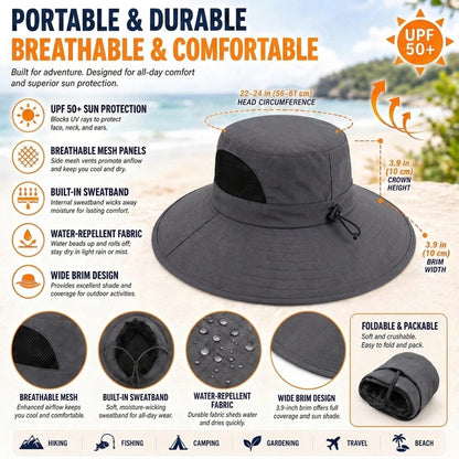 UPF 50+ Wide Brim Outdoor Sun Hat
