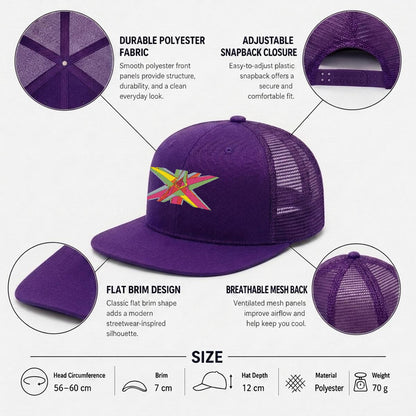 Embroidery Flat-Brim Mesh Cap