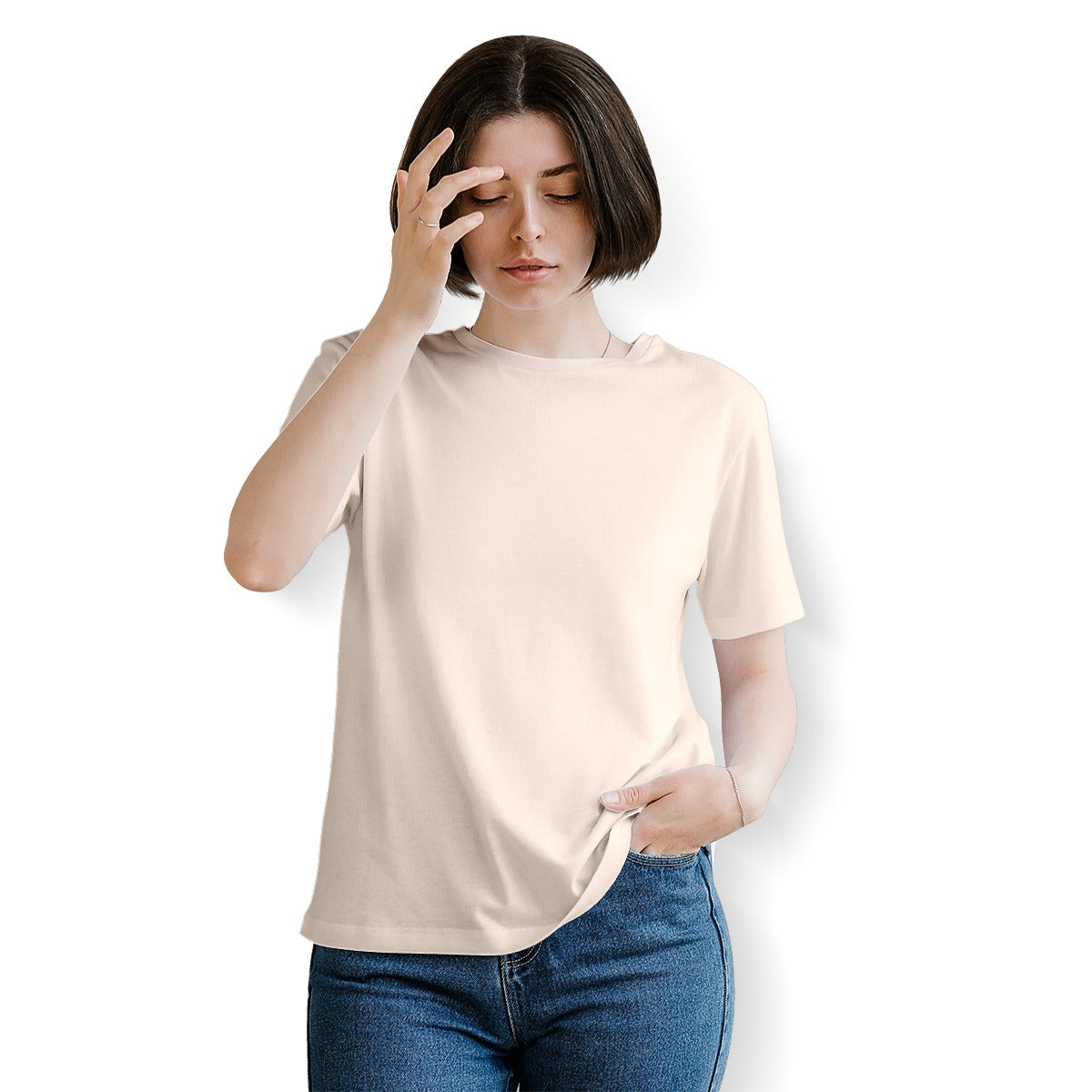 Women's Essential Crew Neck T-Shirt Printed in USA|180GSM Back DTF