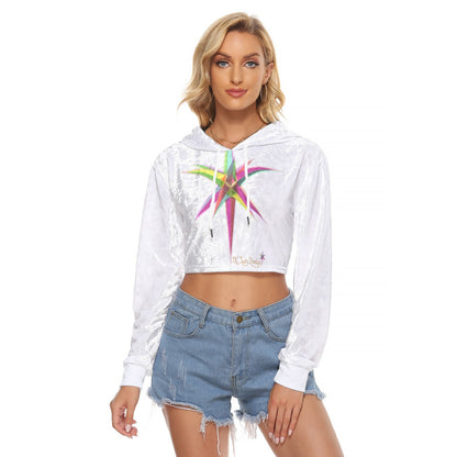 All-Over Print Women's Crop Top Hoodie|Velvet
