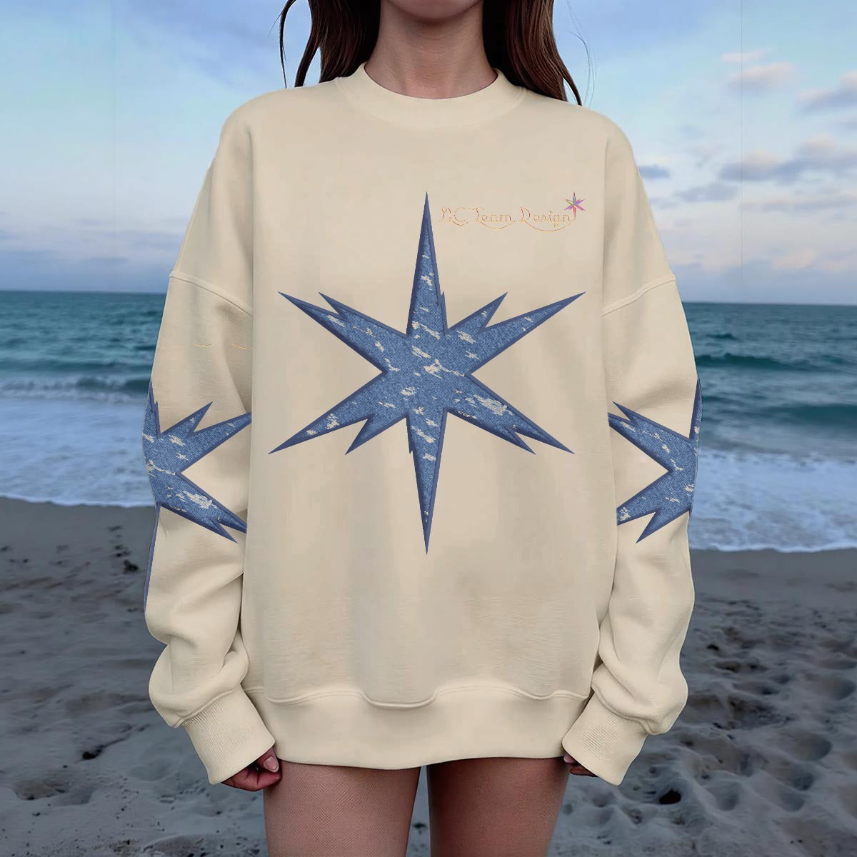 Women's Drop Shoulder Crew Neck Sweatshirt|DTF