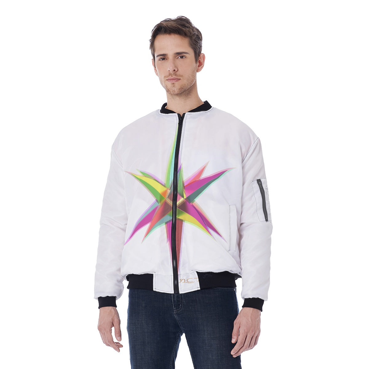 All-Over Print Men's Jacket With Sleeve Pocket