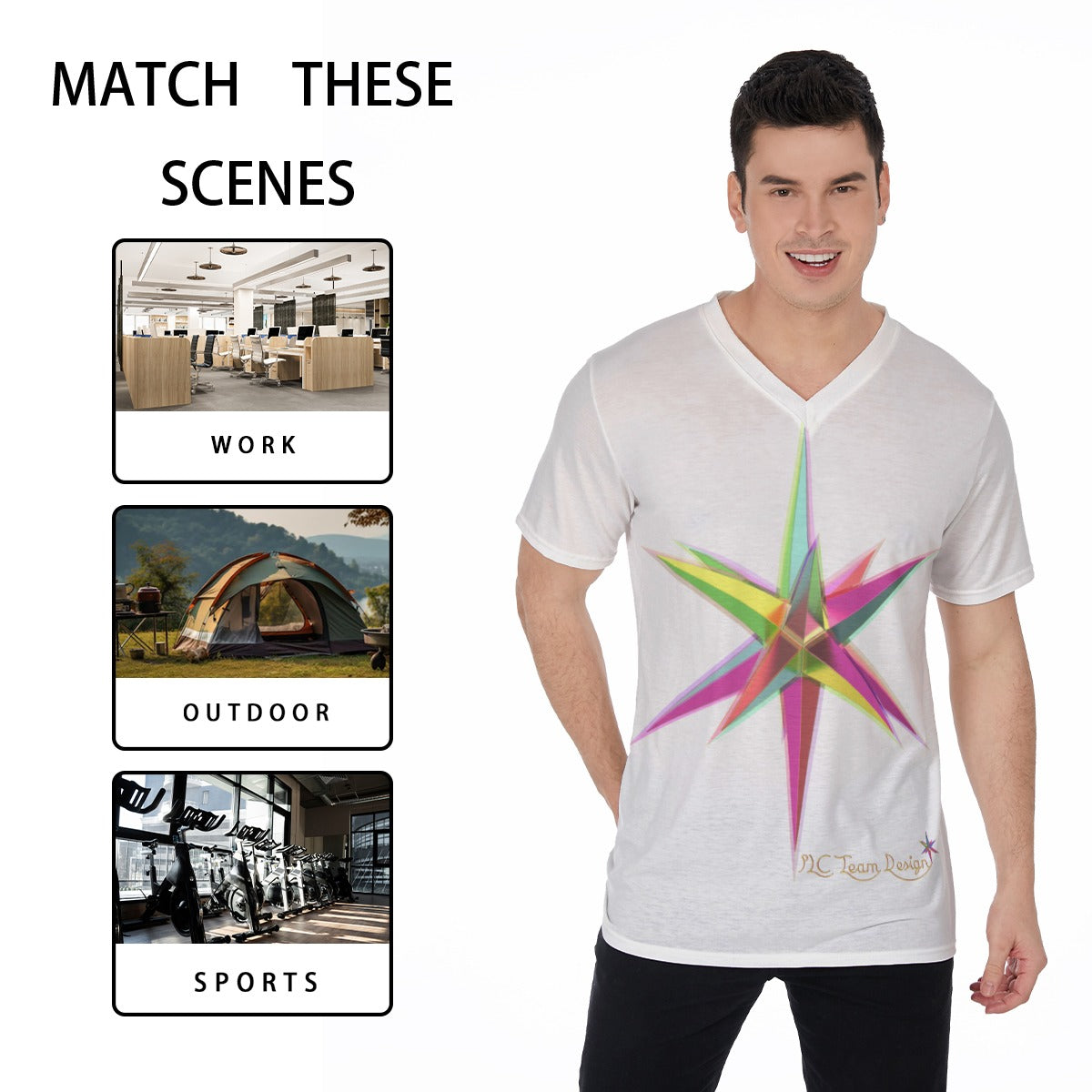 All-Over Print V-Neck T-Shirt
