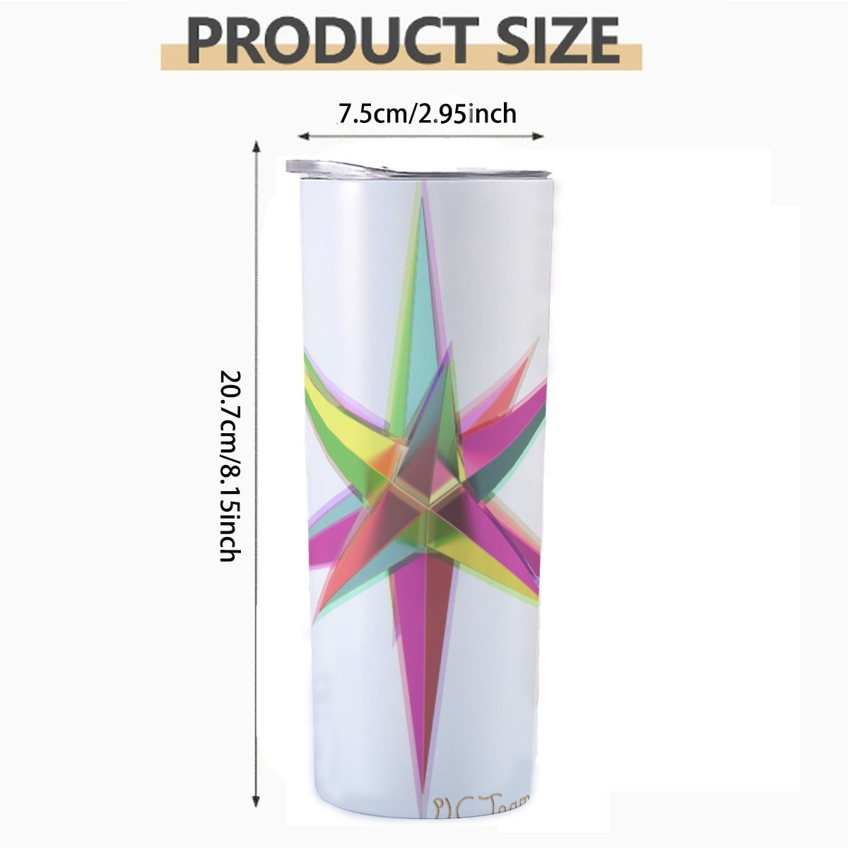 Custom 20OZ Straight Cup With Sliding Lid Printed in USA