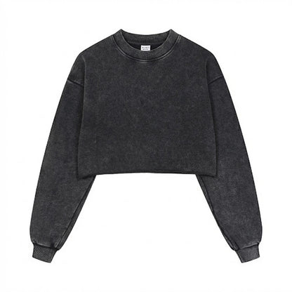Women’s Cropped Distressed Sweatshirt|380GSM Cotton DTG