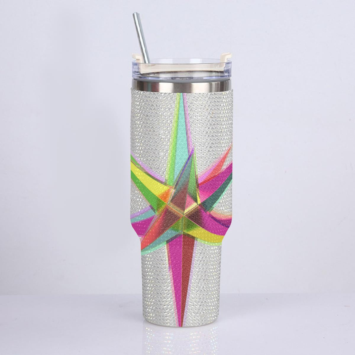 40oz Diamond Cup With Stainless Steel Straw