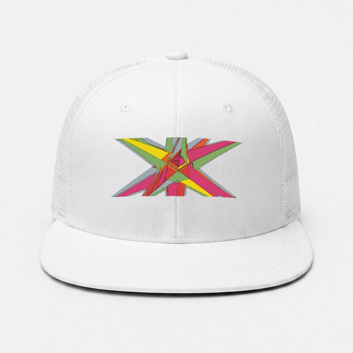 Embroidery Flat-Brim Mesh Cap