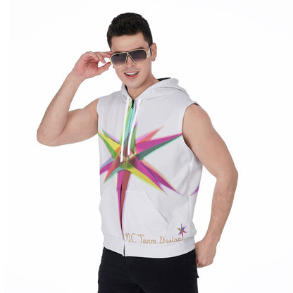 All-Over Print Men's Zipper-Up Sleeveless Hoodie